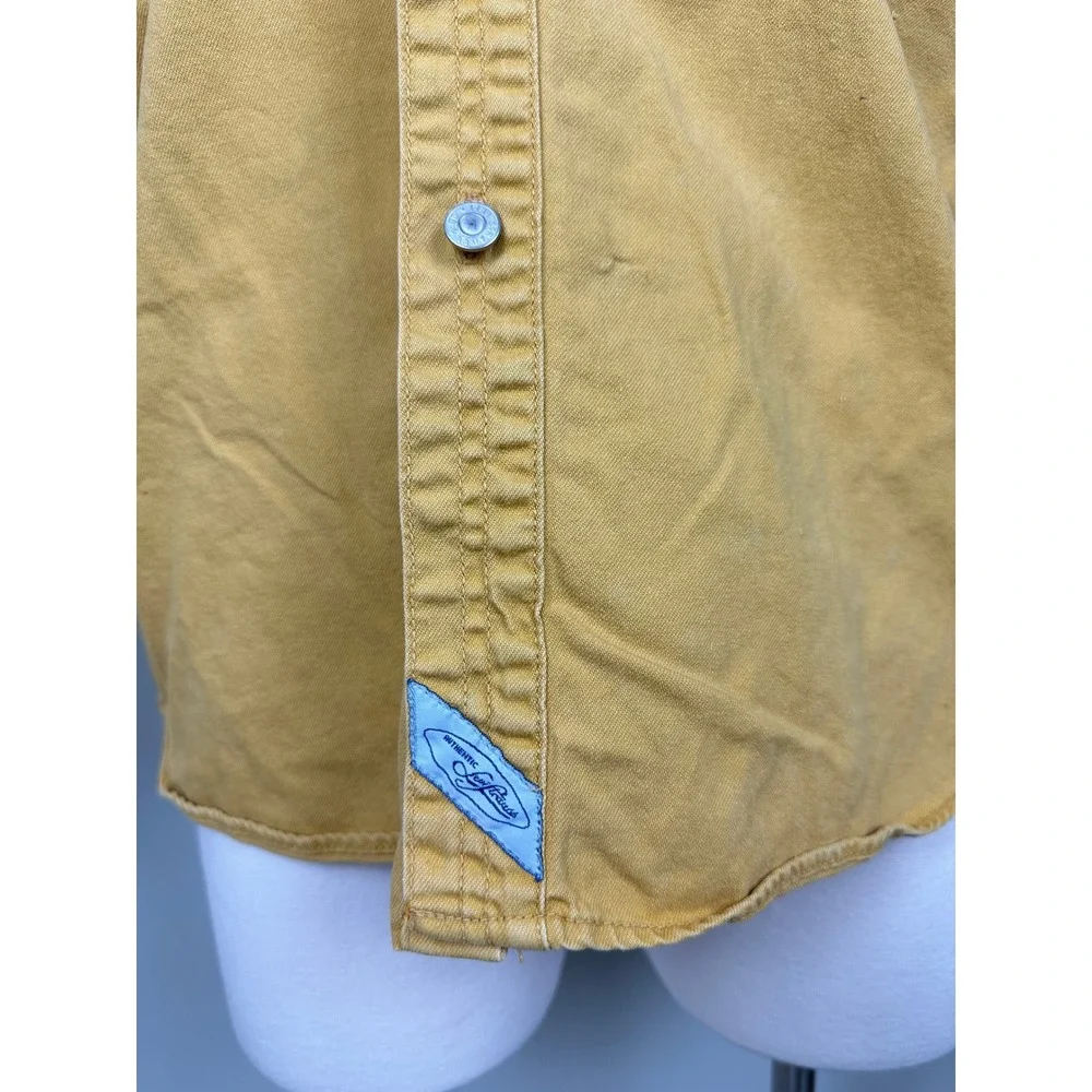 Vintage 90s 1994 Levi's Denim Shirt Metal Buttons Oversized Sz M Mustard‎ Yellow